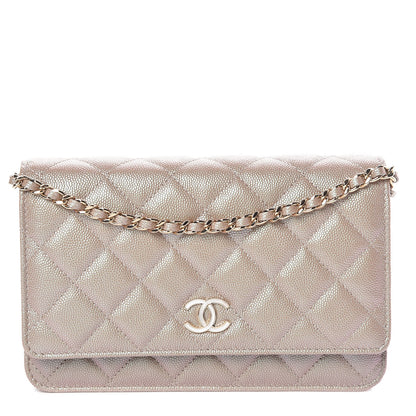 Chanel Iridescent Caviar Quilted Wallet On Chain WOC Beige 1 of 10