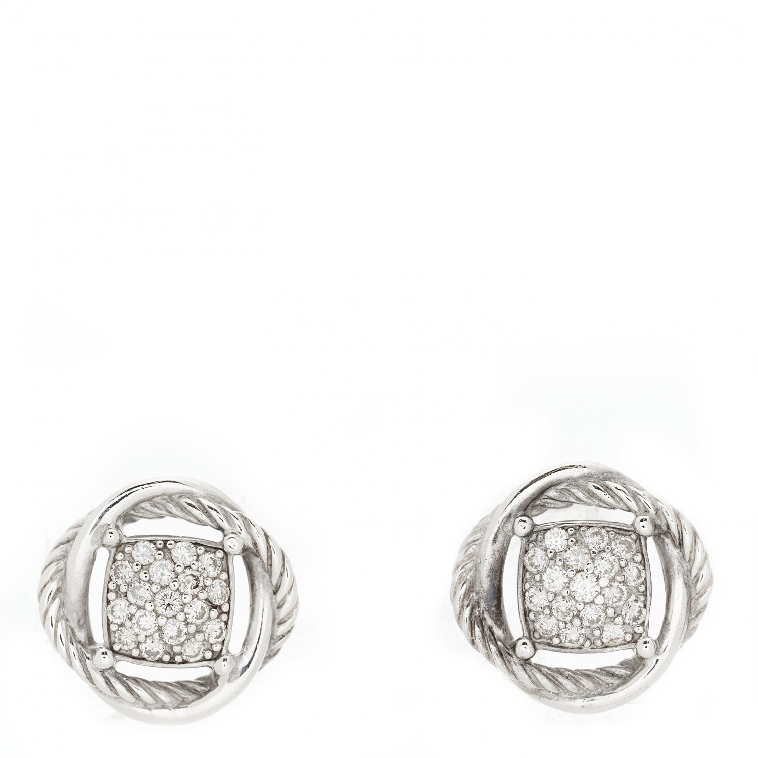 David Yurman Sterling Silver Diamond 13mm Infinity Earrings 1 of 4