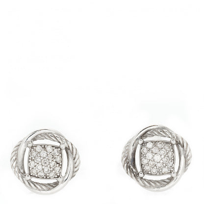 David Yurman Sterling Silver Diamond 13mm Infinity Earrings 1 of 4