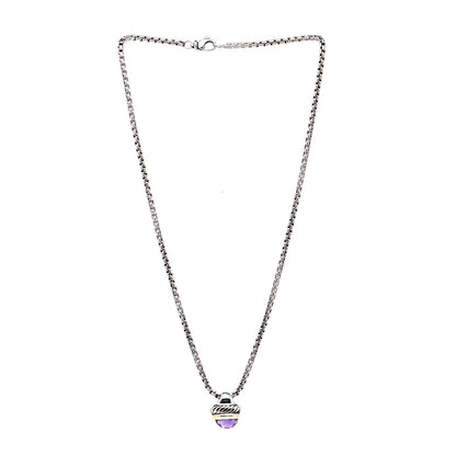 David Yurman Sterling Silver 14K Yellow Gold Amethyst 10mm Acorn Pendant Necklace 3 of 7