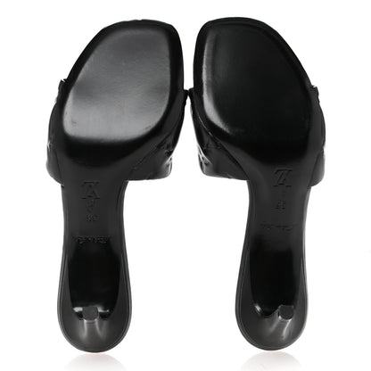 Louis Vuitton Lambskin Embossed Monogram Revival Mid Heel Mules 36 Black 6 of 10