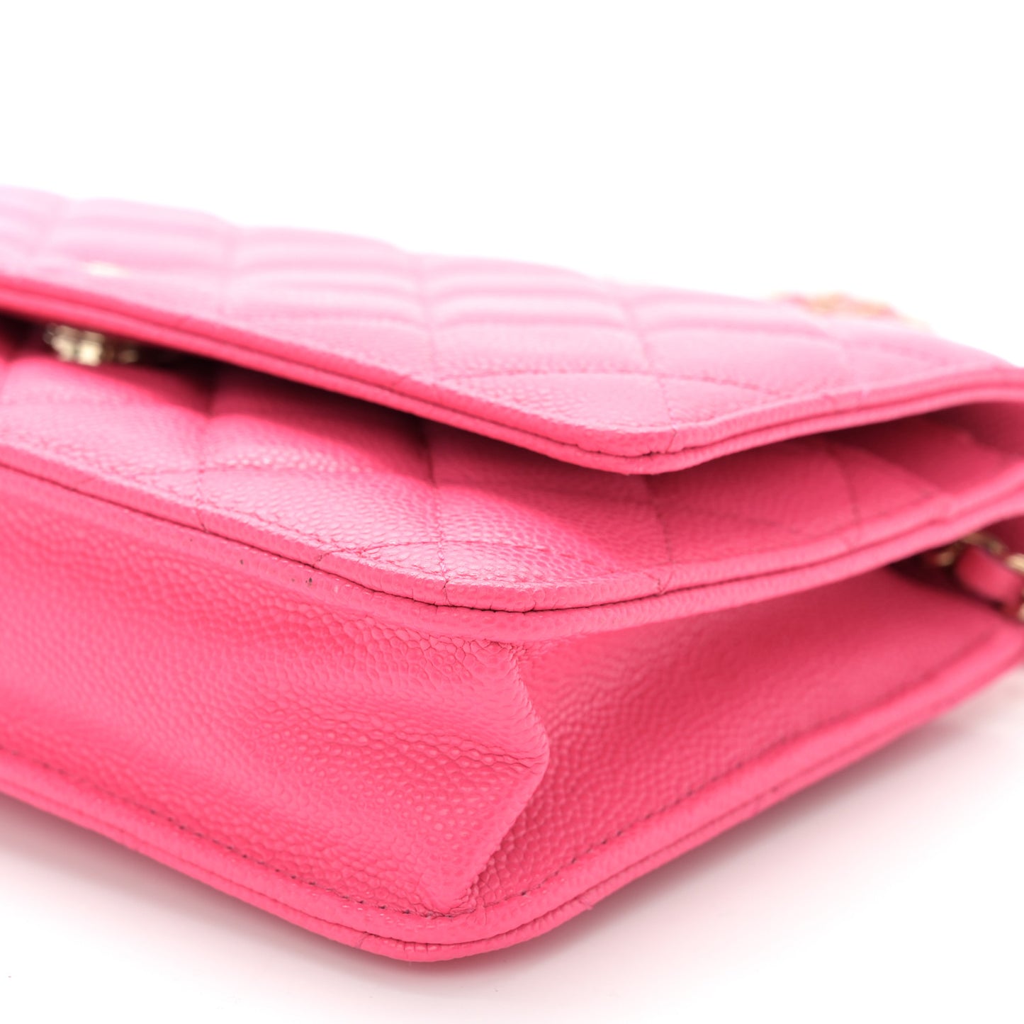 Caviar Quilted Wallet on Chain WOC Fuchsia