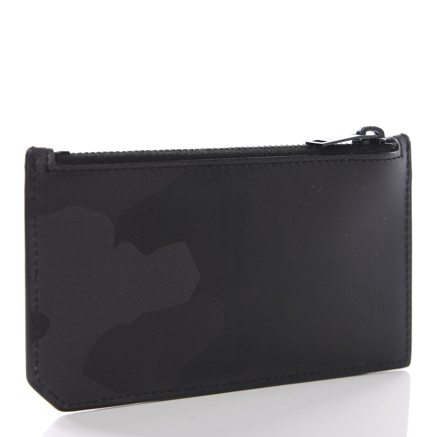 Calfskin Camouflage 5 Fragments Zip Pouch Card Holder Black Grey