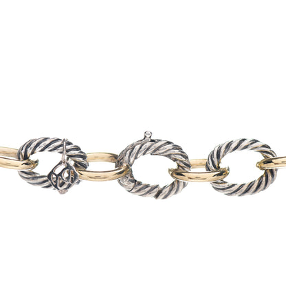 David Yurman Sterling Silver 18K Yellow Gold 12mm Large Oval Link Necklace 4 of 4