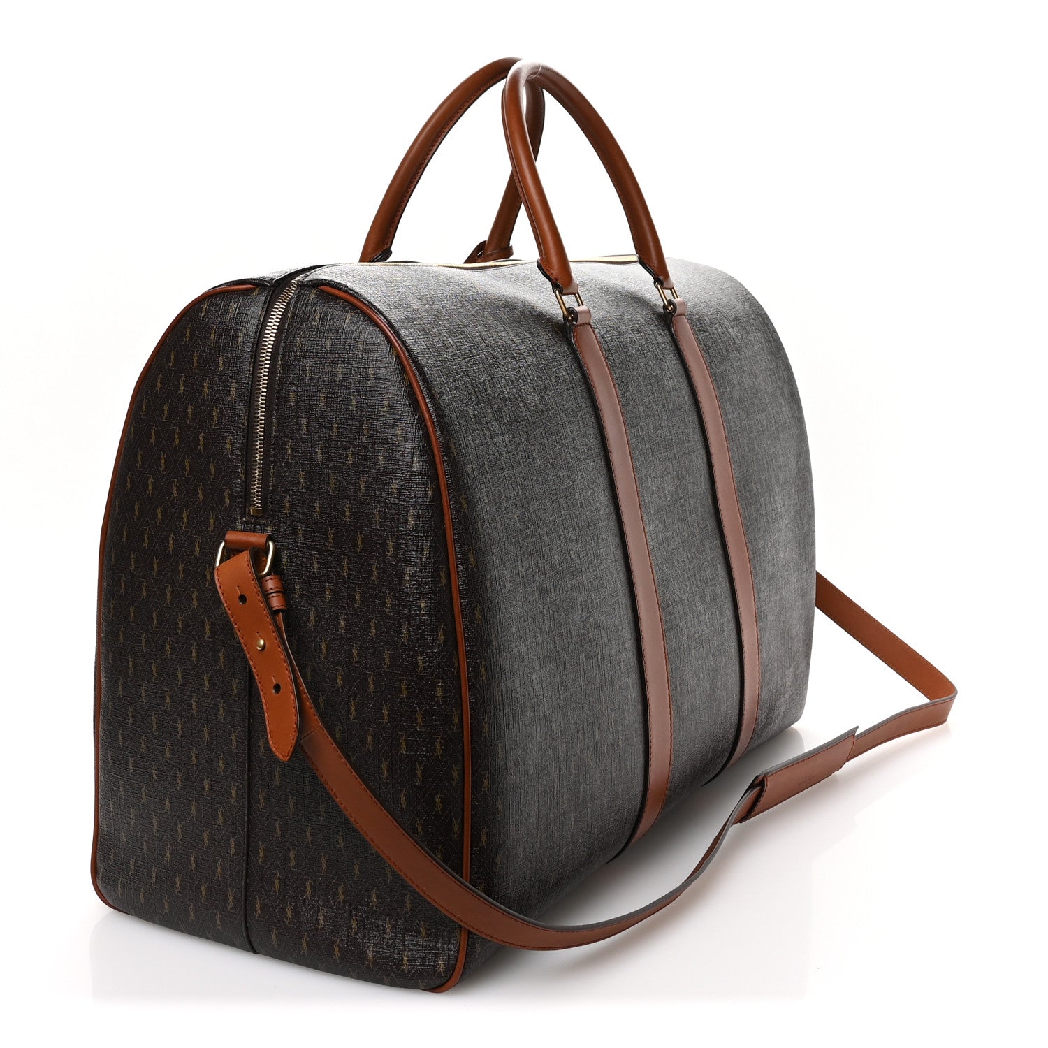 Saint Laurent Canvas Smooth Calfskin Le Monogramme 72H Duffle Chestnut 2 of 12