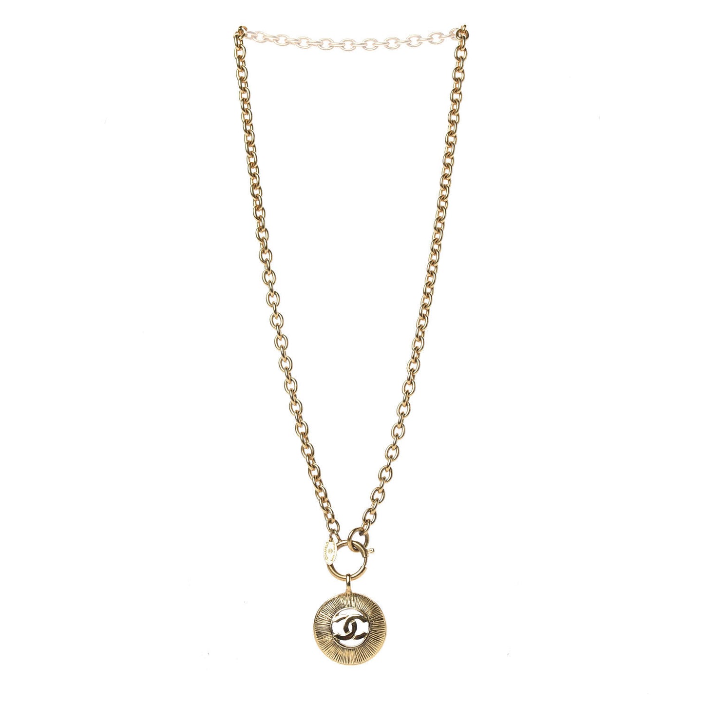 CC Medallion Chain Necklace Gold
