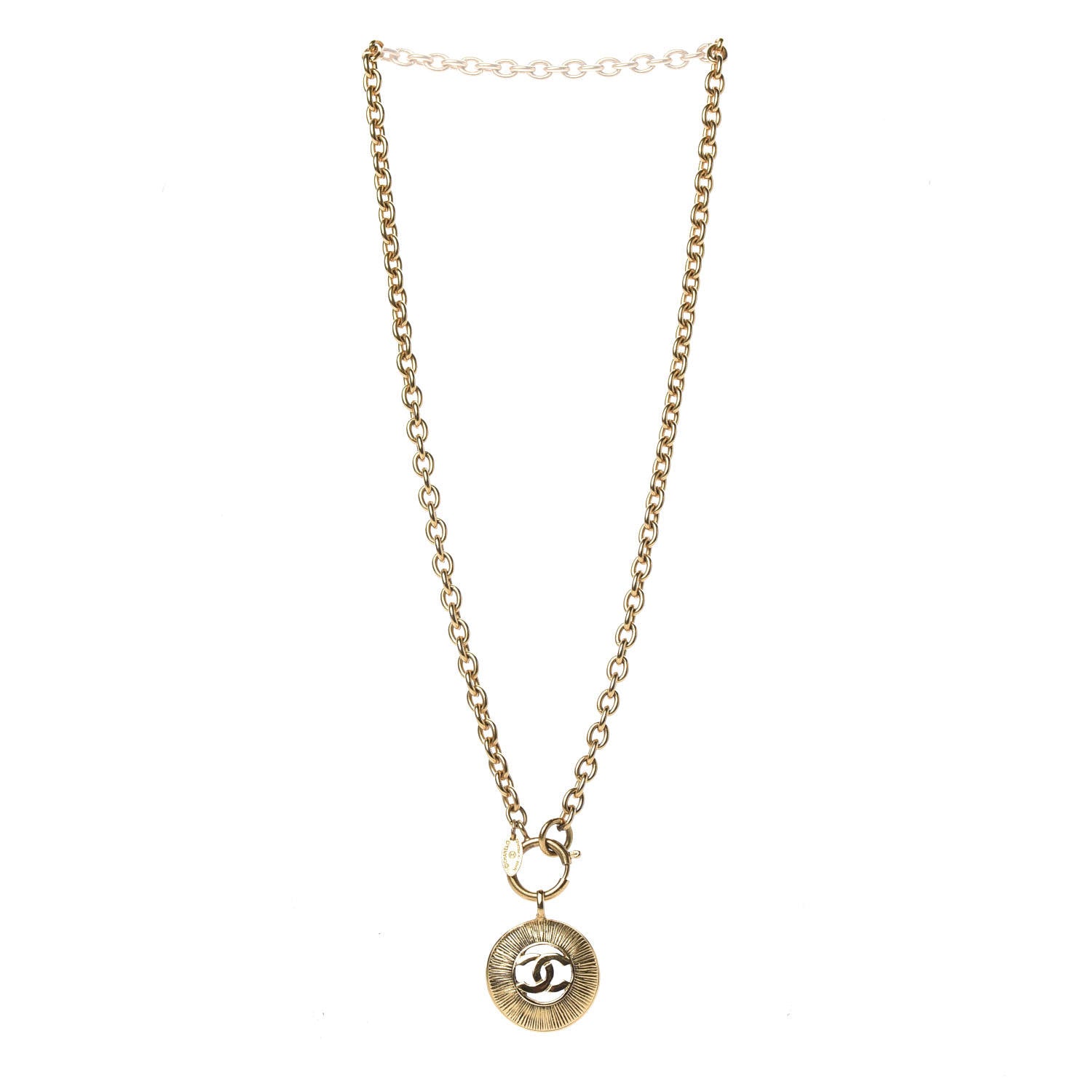 Chanel CC Medallion Chain Necklace Gold 3 of 5
