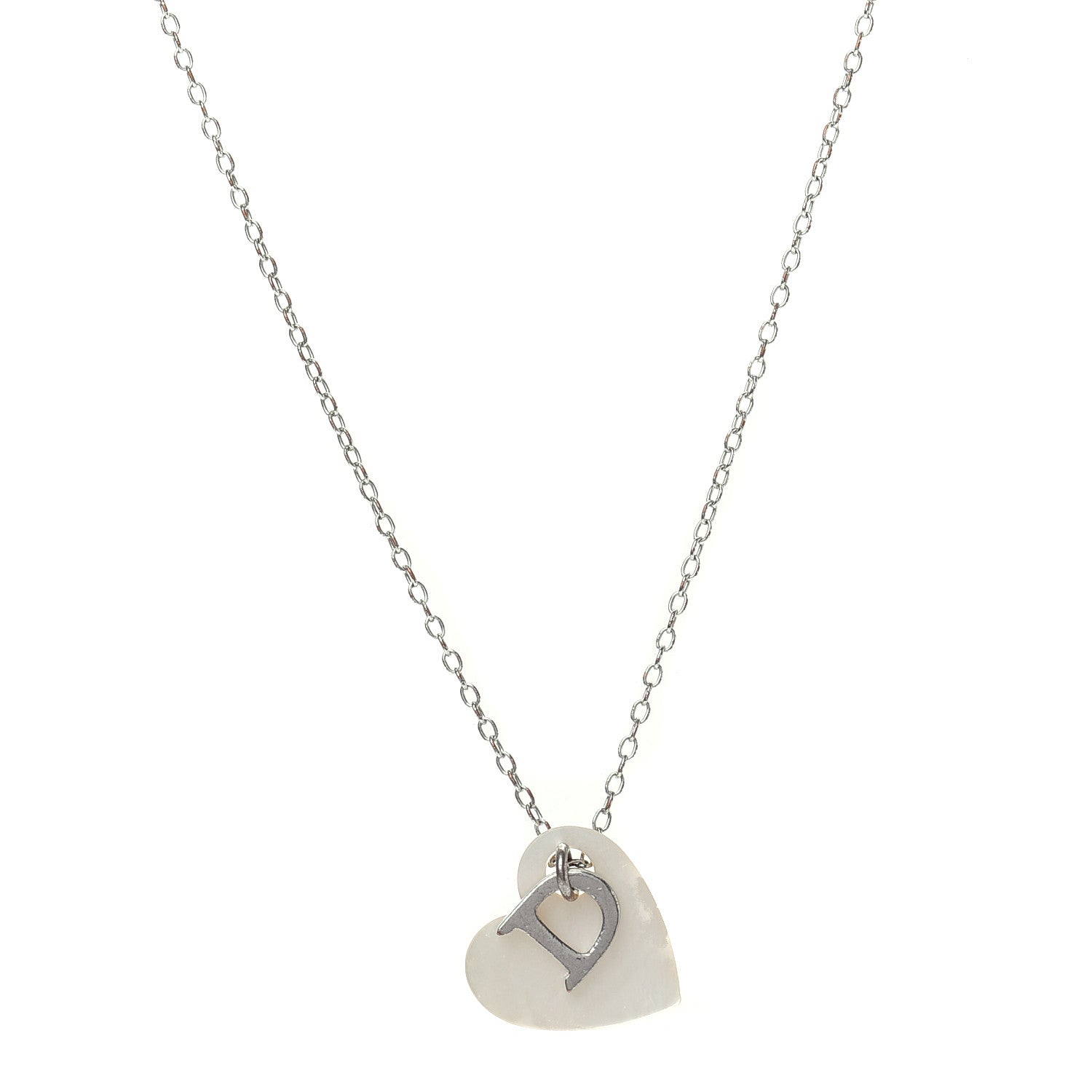 Christian Dior D Heart Necklace Silver 1 of 4