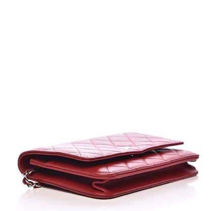Chanel Lambskin Quilted Wallet On Chain WOC Red 4 of 12