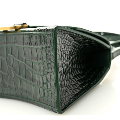 Balenciaga Shiny Calfskin Crocodile Embossed Small Hourglass Top Handle Bag Forest Green 9 of 9