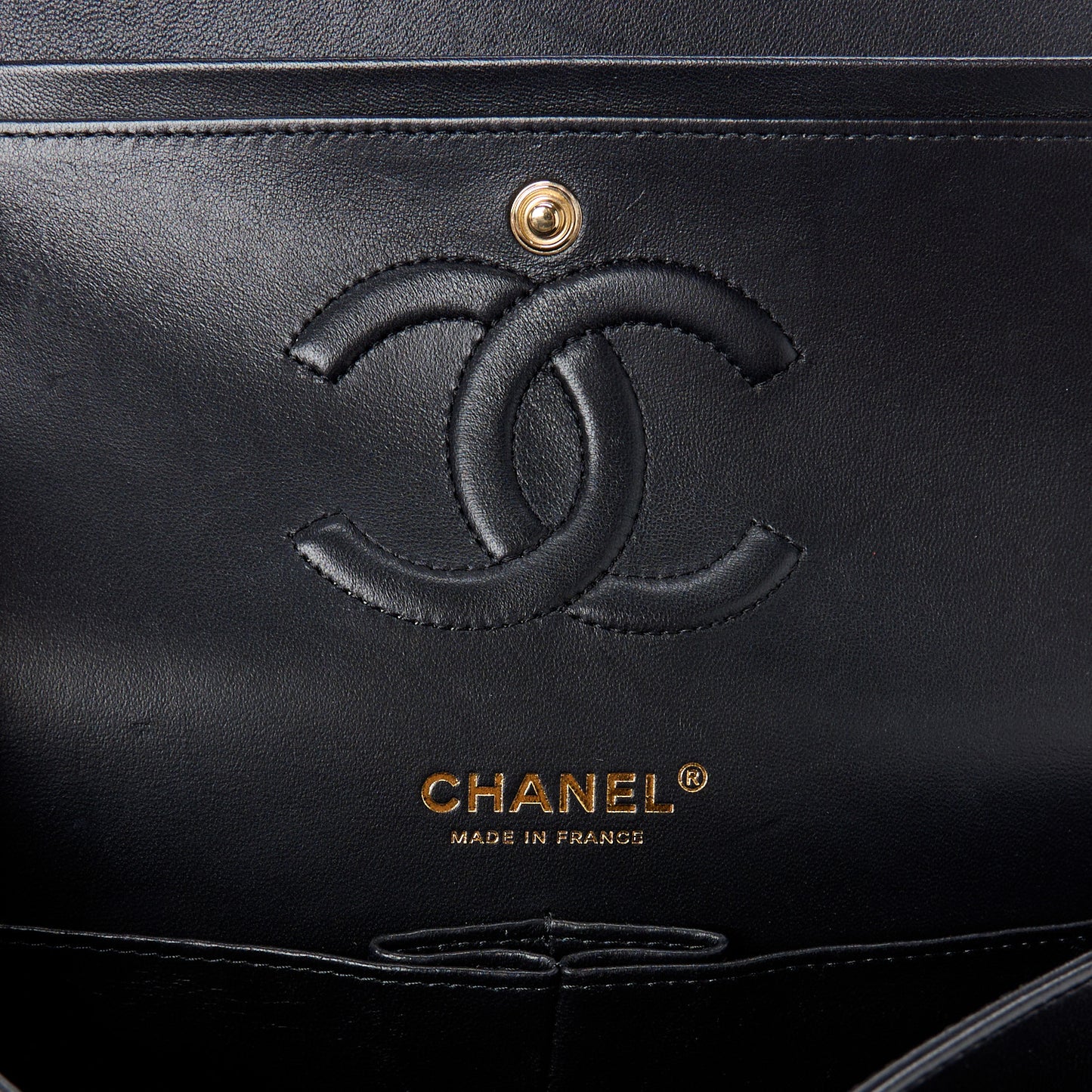 Lambskin Quilted Medium Double Flap Black