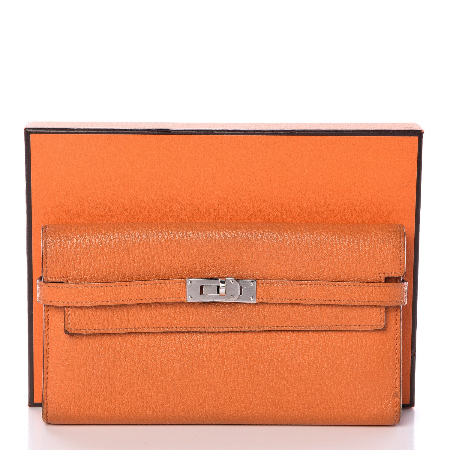 Hermes Chevre Mysore Kelly Longue Wallet Orange 23 of 23