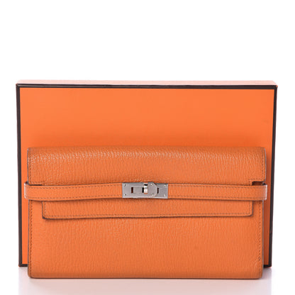 Hermes Chevre Mysore Kelly Longue Wallet Orange 23 of 23