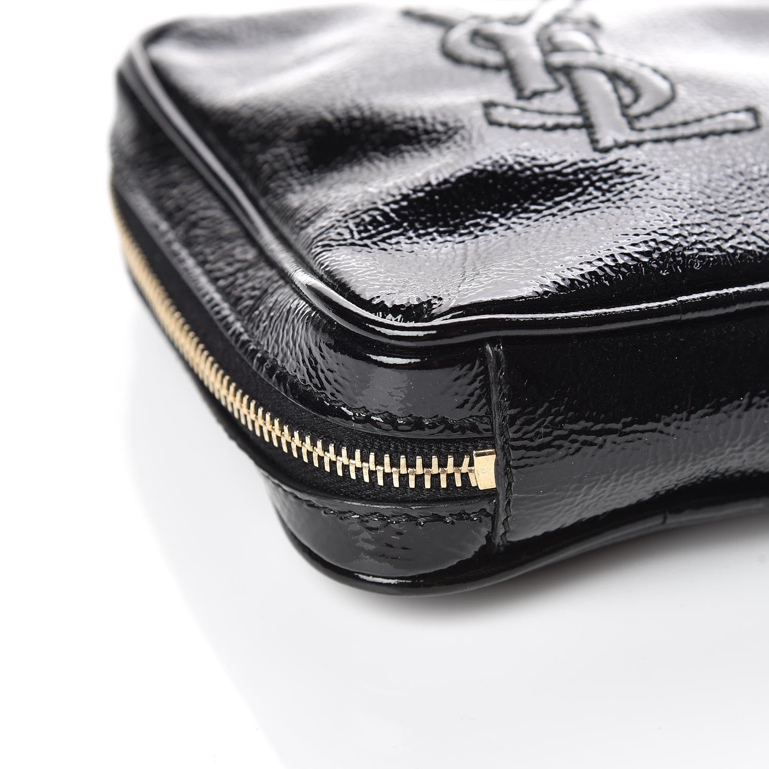 Saint Laurent Textured Patent Monogram Mini Wristlet Black 5 of 9