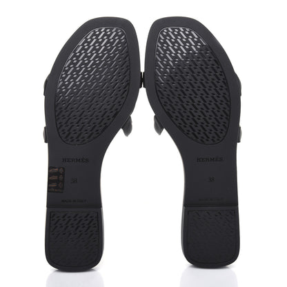 Hermes Rubber Aloha Sandals 38 Black 5 of 9