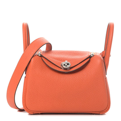 Hermes Taurillon Clemence Mini Lindy 20 Feu 1 of 4