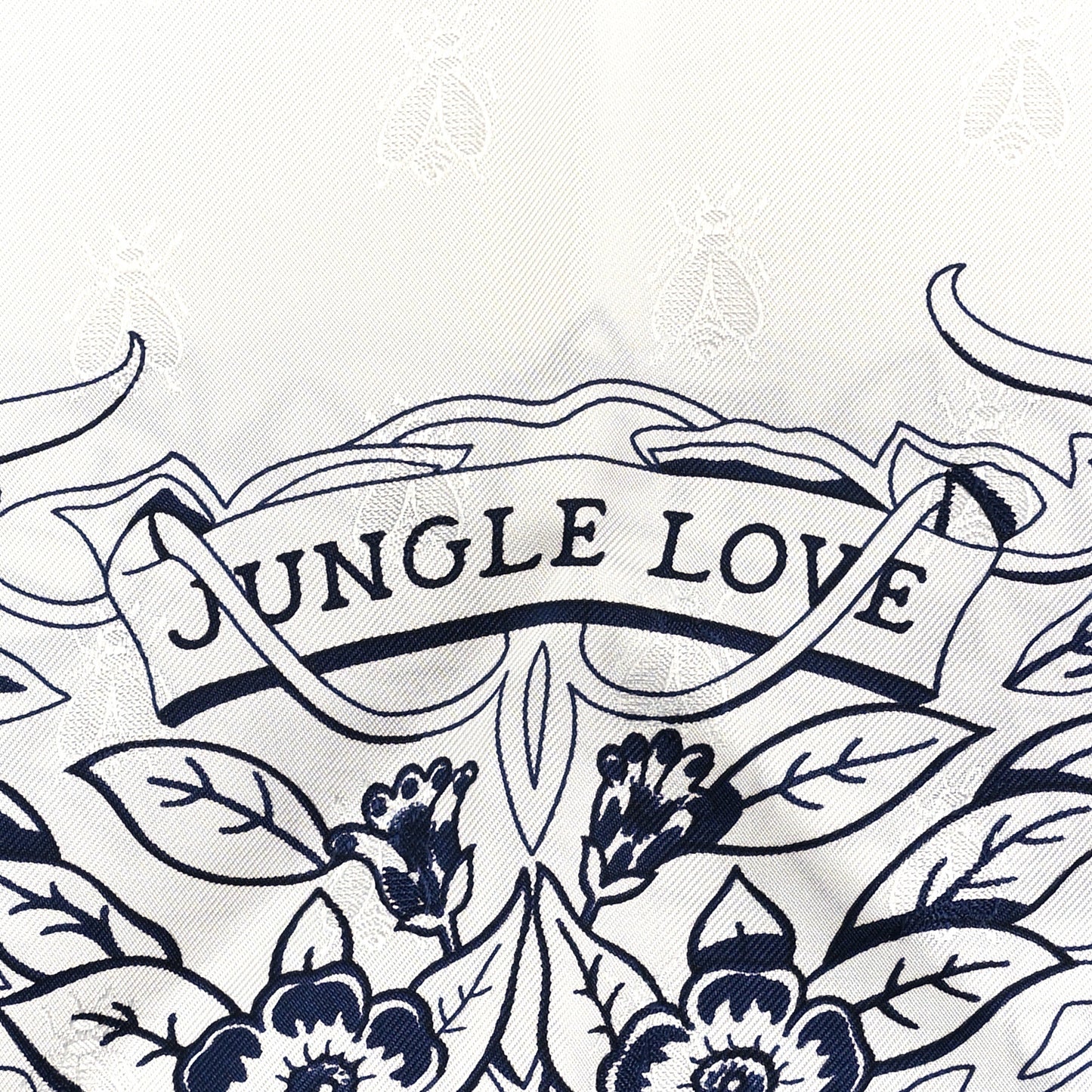 Silk Jungle Love Tattoo Scarf 90 White Bleu
