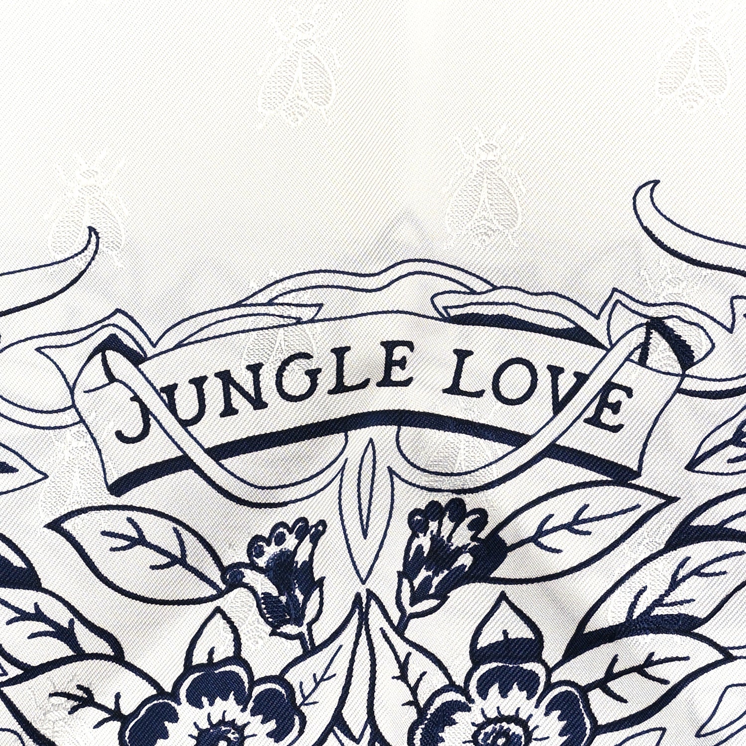 Hermes Silk Jungle Love Tattoo Scarf 90 White Bleu 5 of 5