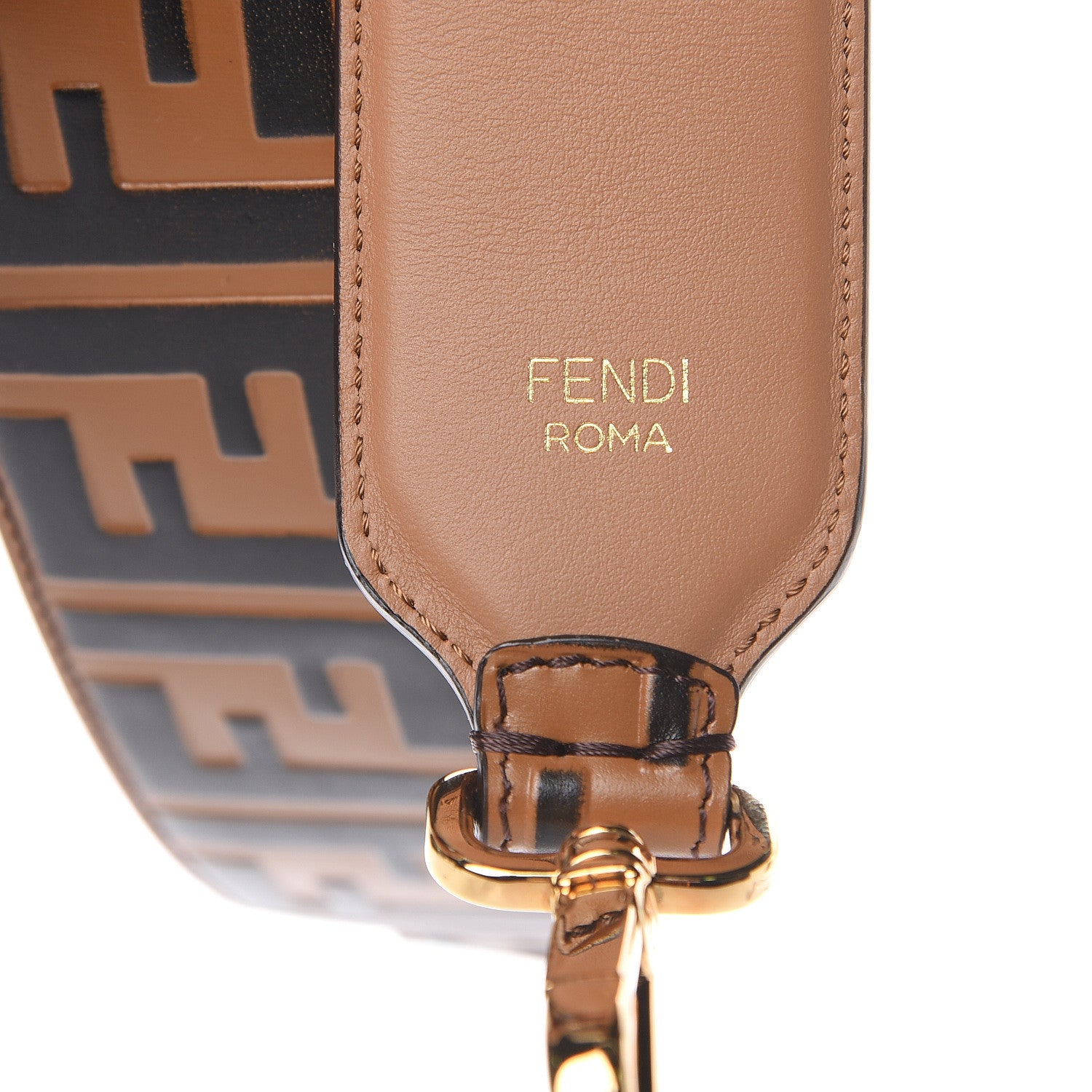 Fendi Calfskin FF 1974 Embossed Strap You Tobacco Black 5 of 5