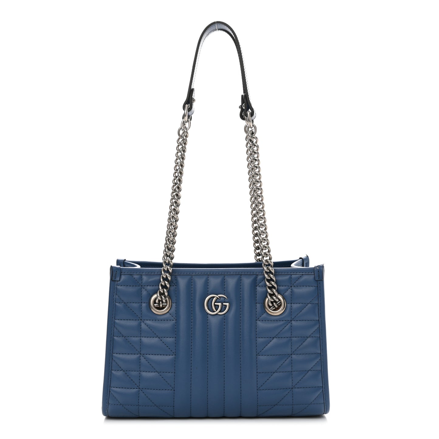 Calfskin Matelasse Aria Small GG Marmont Shoulder Tote Clear Blue