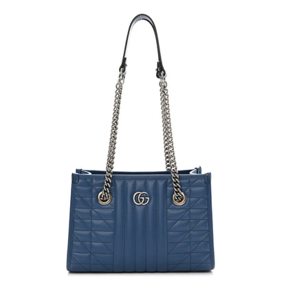 Gucci Calfskin Matelasse Aria Small GG Marmont Shoulder Tote Clear Blue 1 of 14