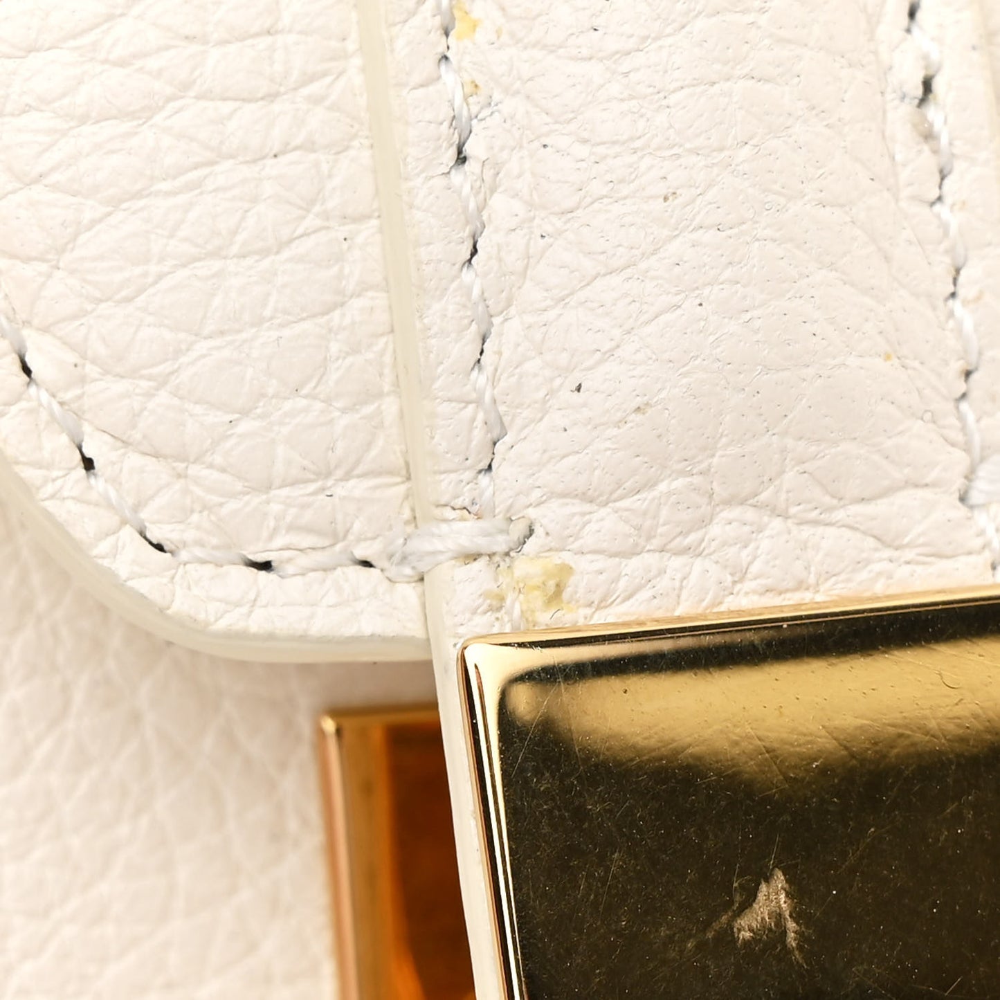 Grained Calfskin Small 16 Top Handle Bag White