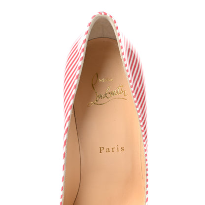 Christian Louboutin Patent Pigalle Follies Stripes 100 Pumps 37 Smoothie White 7 of 8