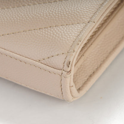 Saint Laurent Grain De Poudre Matelasse Chevron Monogram Chain Wallet Nude Powder 8 of 8