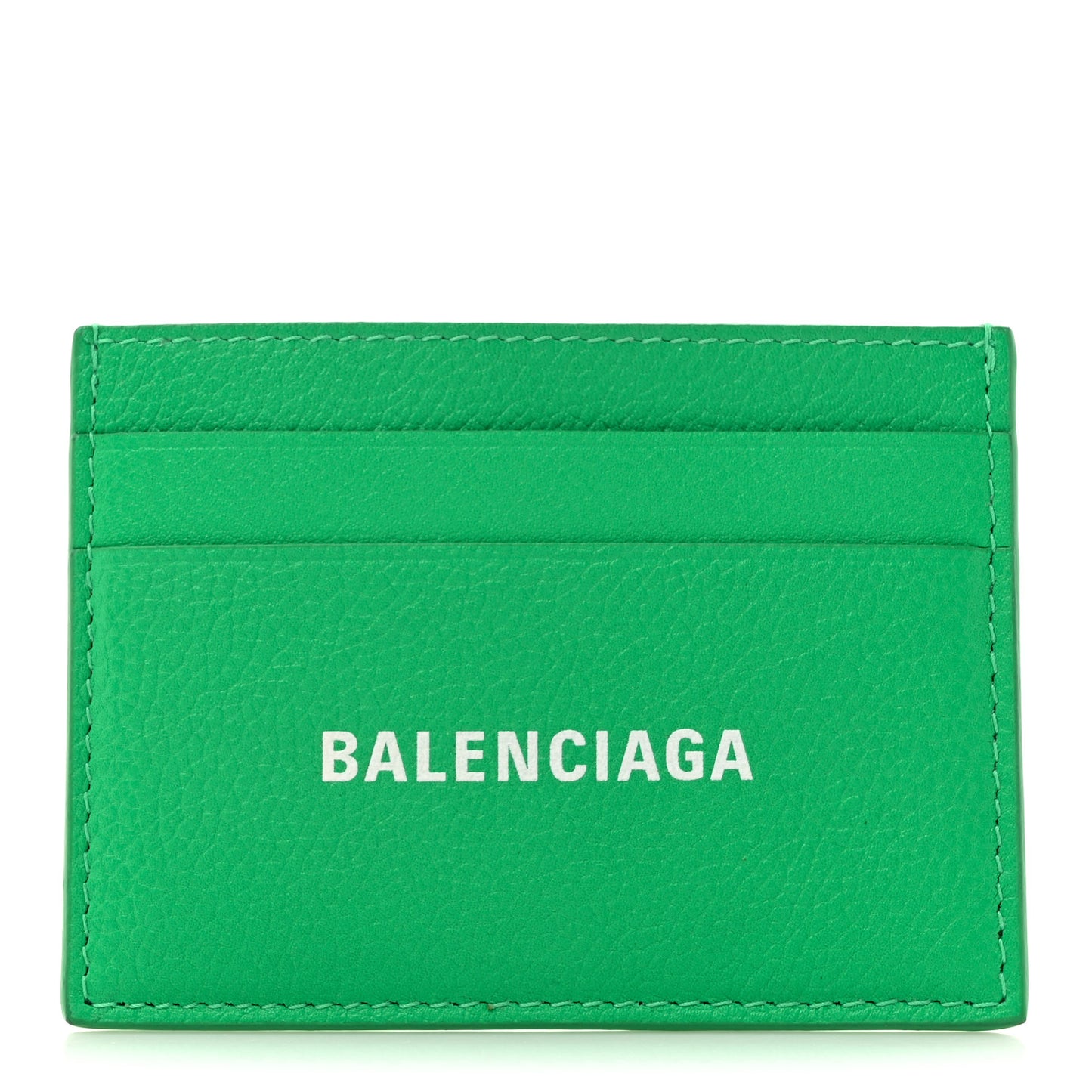 Grained Calfskin Logo Cash Card Holder Green White
