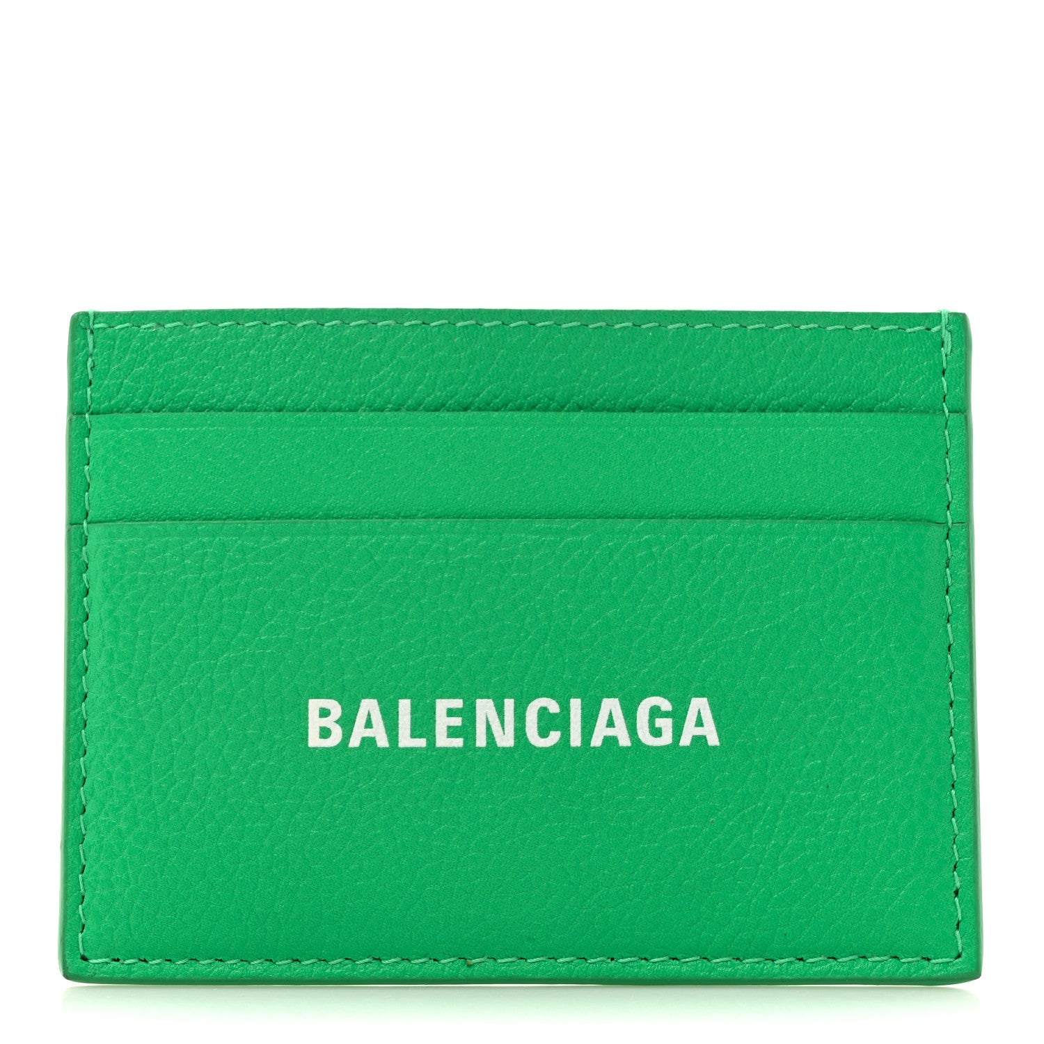 Balenciaga Grained Calfskin Logo Cash Card Holder Green White 1 of 10