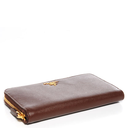 Prada Saffiano Metal Zip Around Wallet Cacao 5 of 10