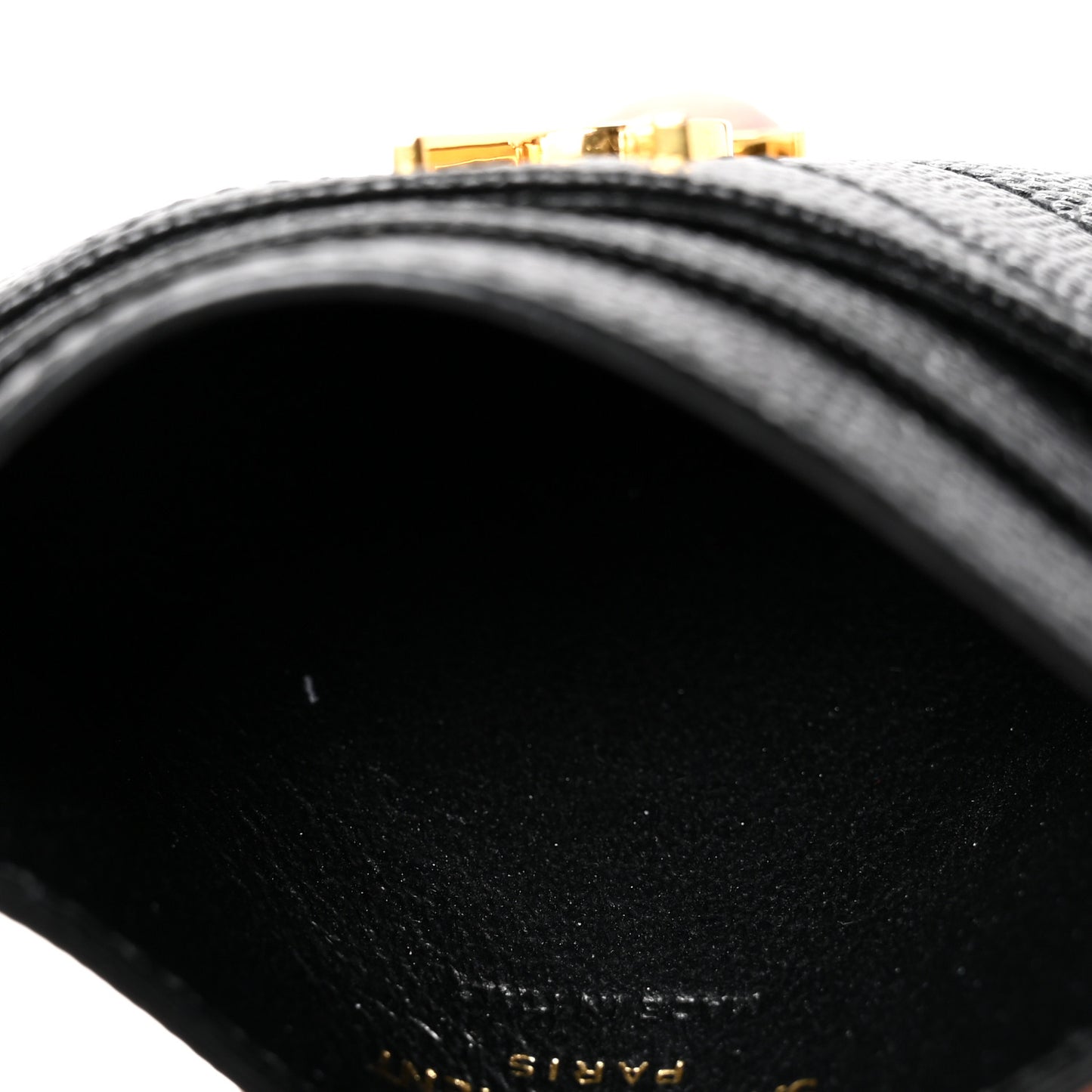 Grain De Poudre Matelasse Chevron Monogram Credit Card Case Black
