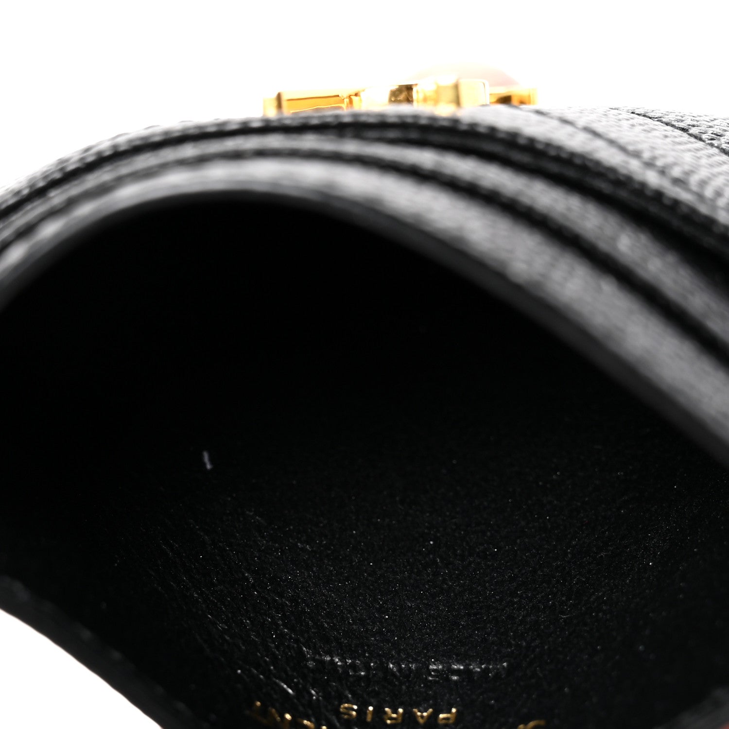 Saint Laurent Grain De Poudre Matelasse Chevron Monogram Credit Card Case Black 5 of 7