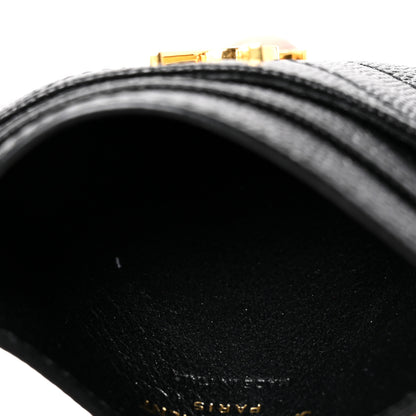 Saint Laurent Grain De Poudre Matelasse Chevron Monogram Credit Card Case Black 5 of 7