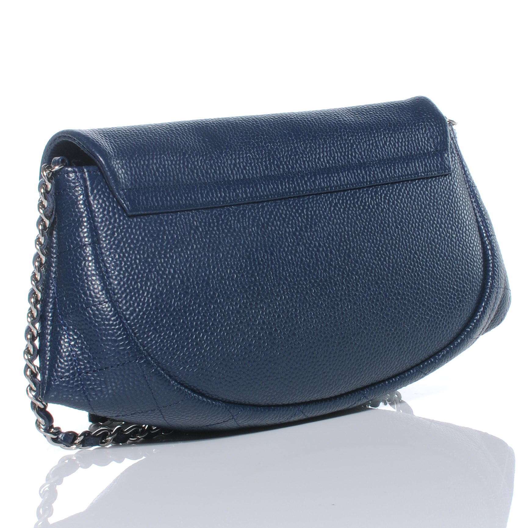 Chanel Caviar Half Moon Wallet On Chain Navy Blue 3 of 7