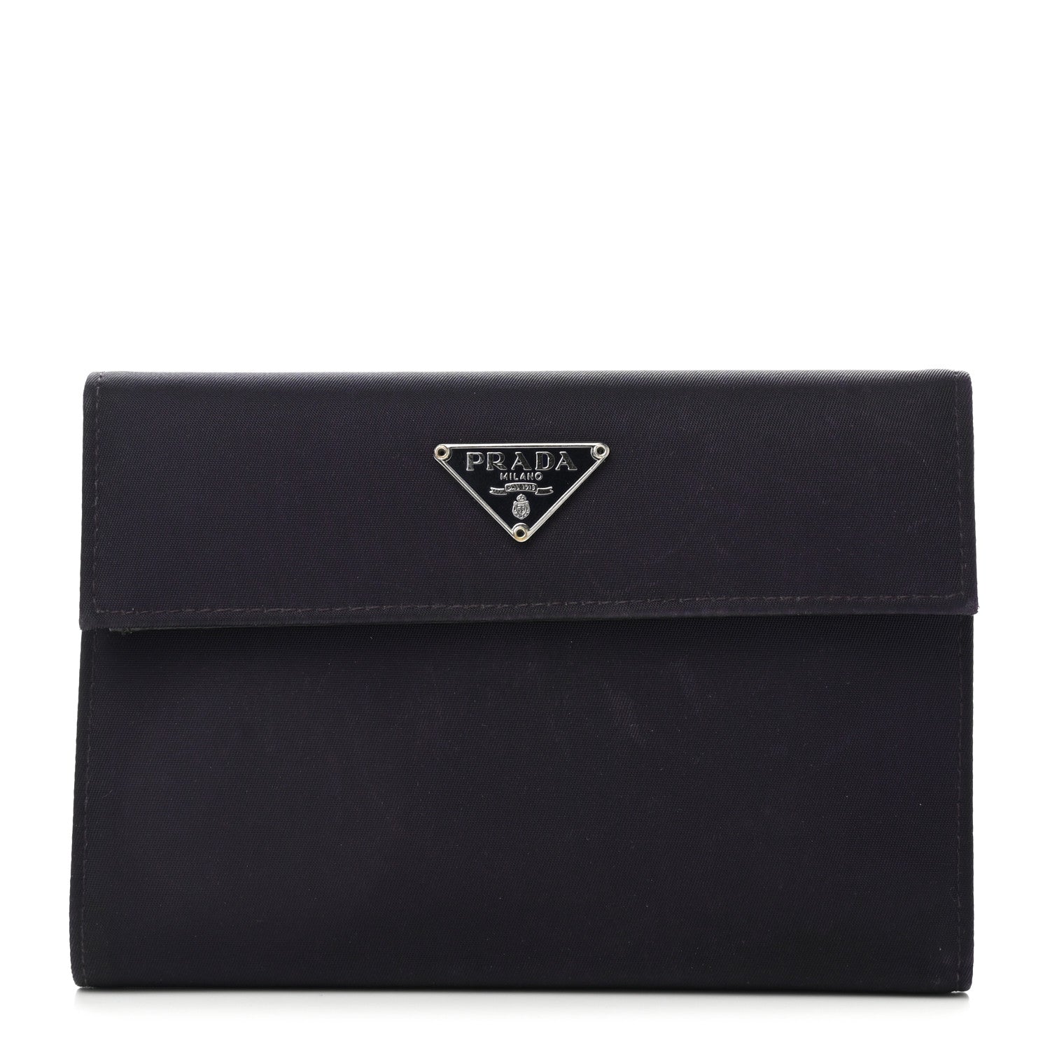 Prada Tessuto Nylon Tri-Fold Compact Wallet Mora 1 of 8