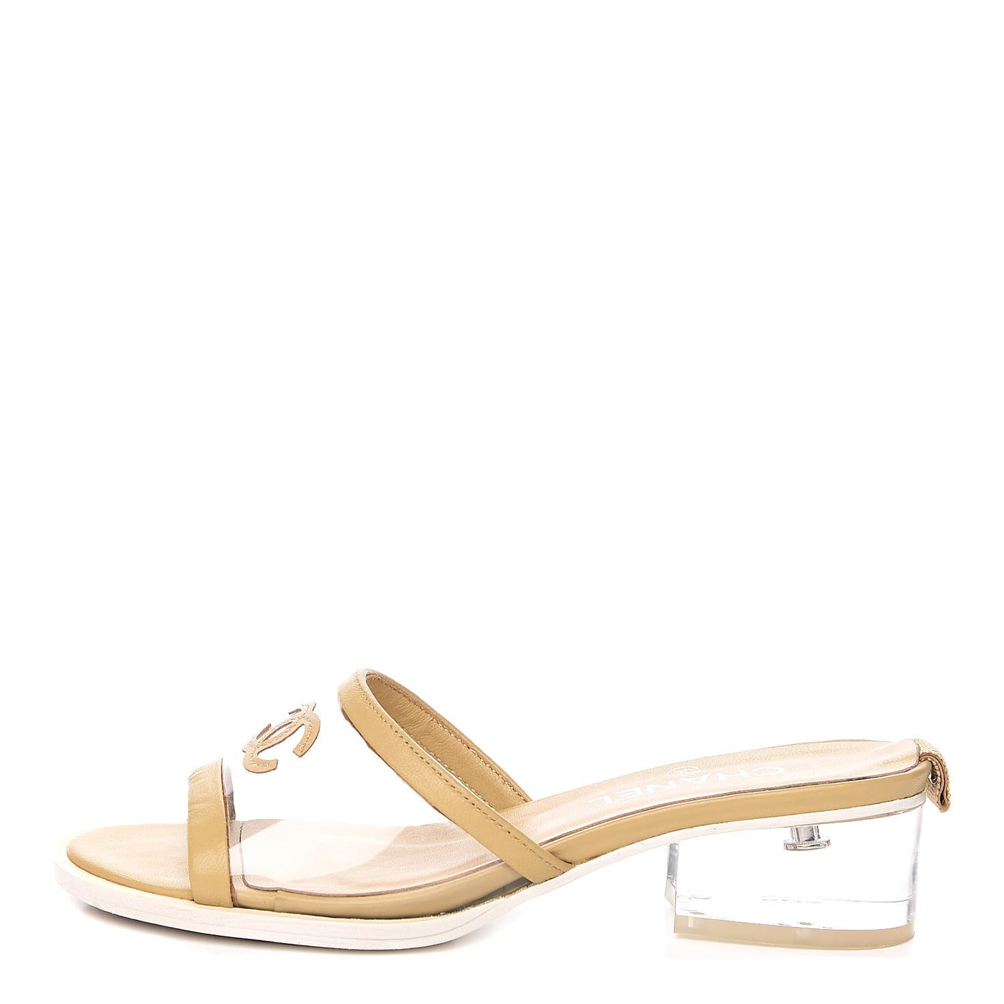 Lambskin PVC Mule 36 Transparent Beige
