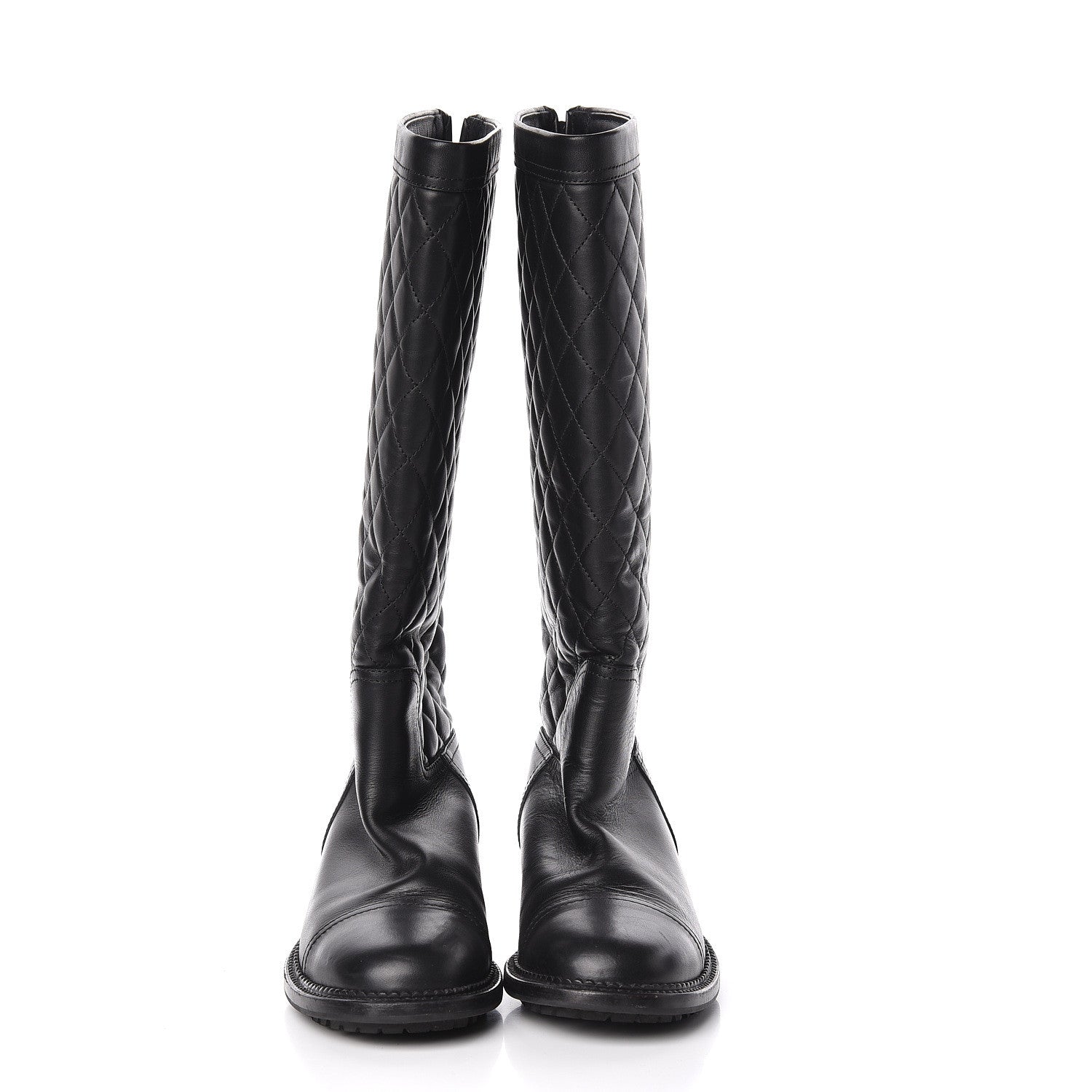 Chanel Oily Calfskin Quilted High Boots 38 Black 2 of 10