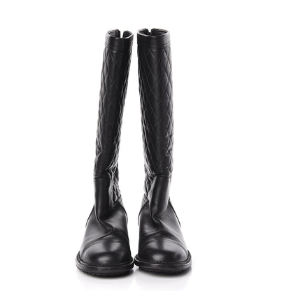 Chanel Oily Calfskin Quilted High Boots 38 Black 2 of 10