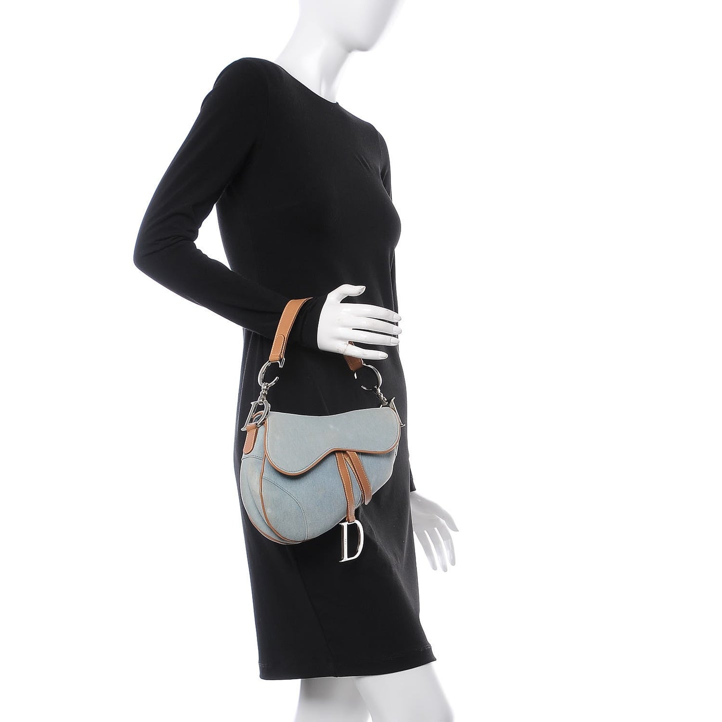Denim Calfskin Saddle Bag Blue