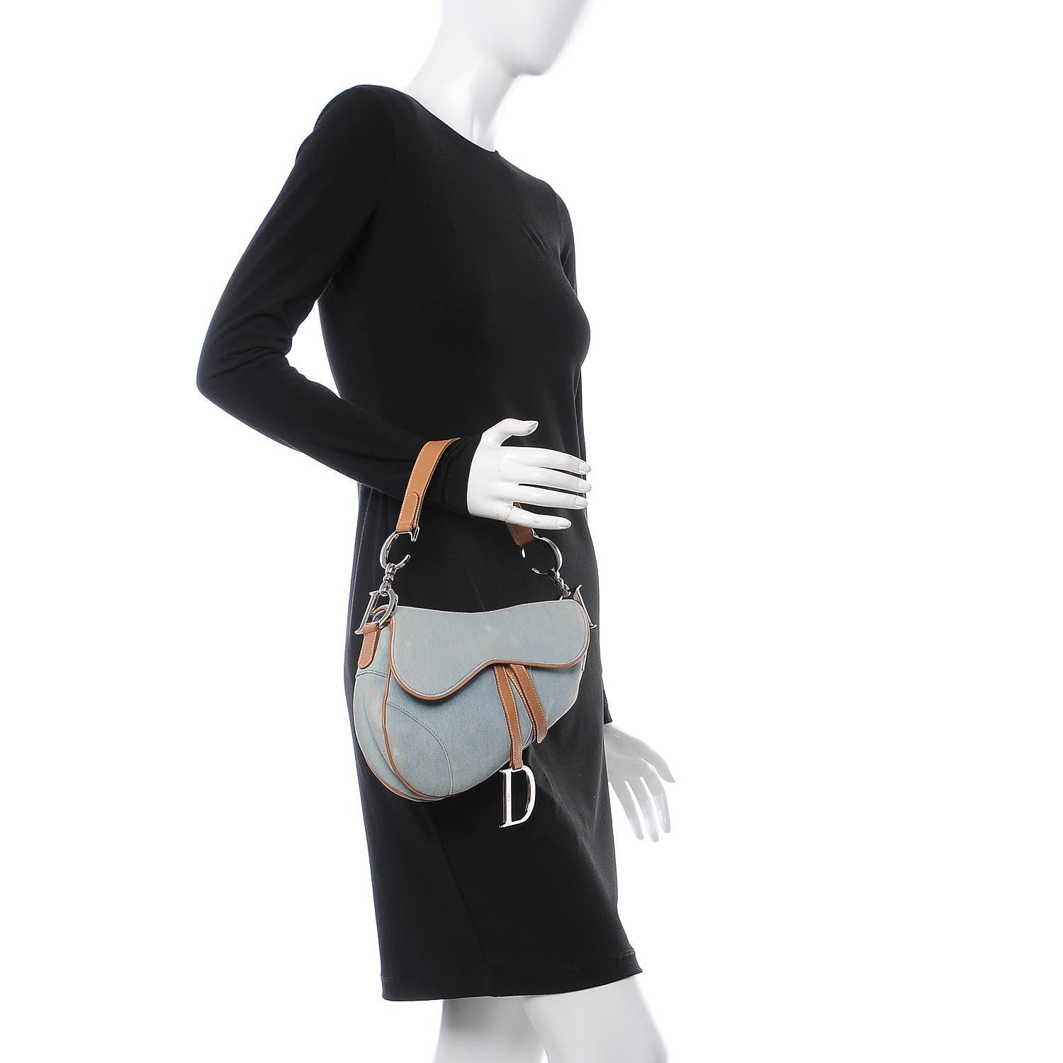 Christian Dior Denim Calfskin Saddle Bag Blue 2 of 12