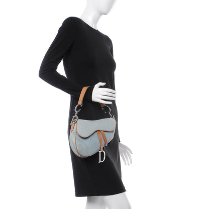 Christian Dior Denim Calfskin Saddle Bag Blue 2 of 12
