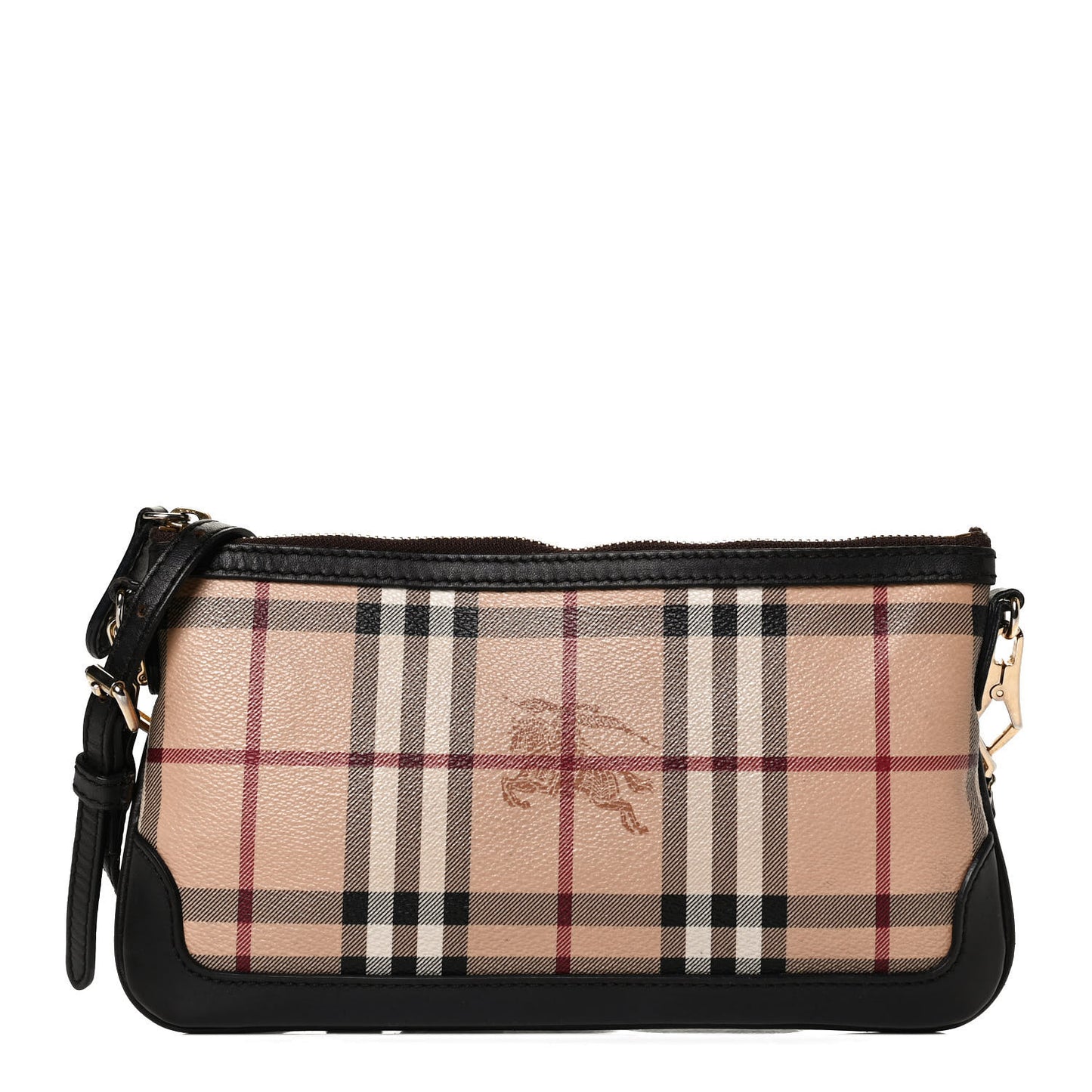 Haymarket Check Small Peyton Crossbody Clutch Bag Chocolate
