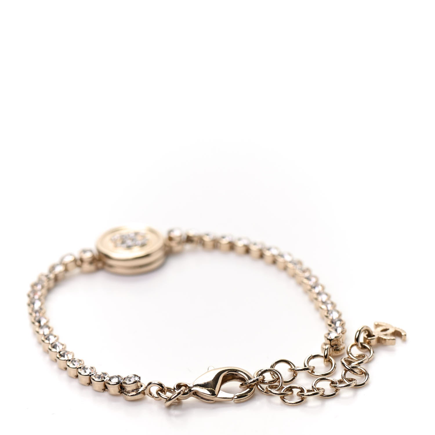 Chanel Crystal CC Chain Bracelet Gold 3 of 5