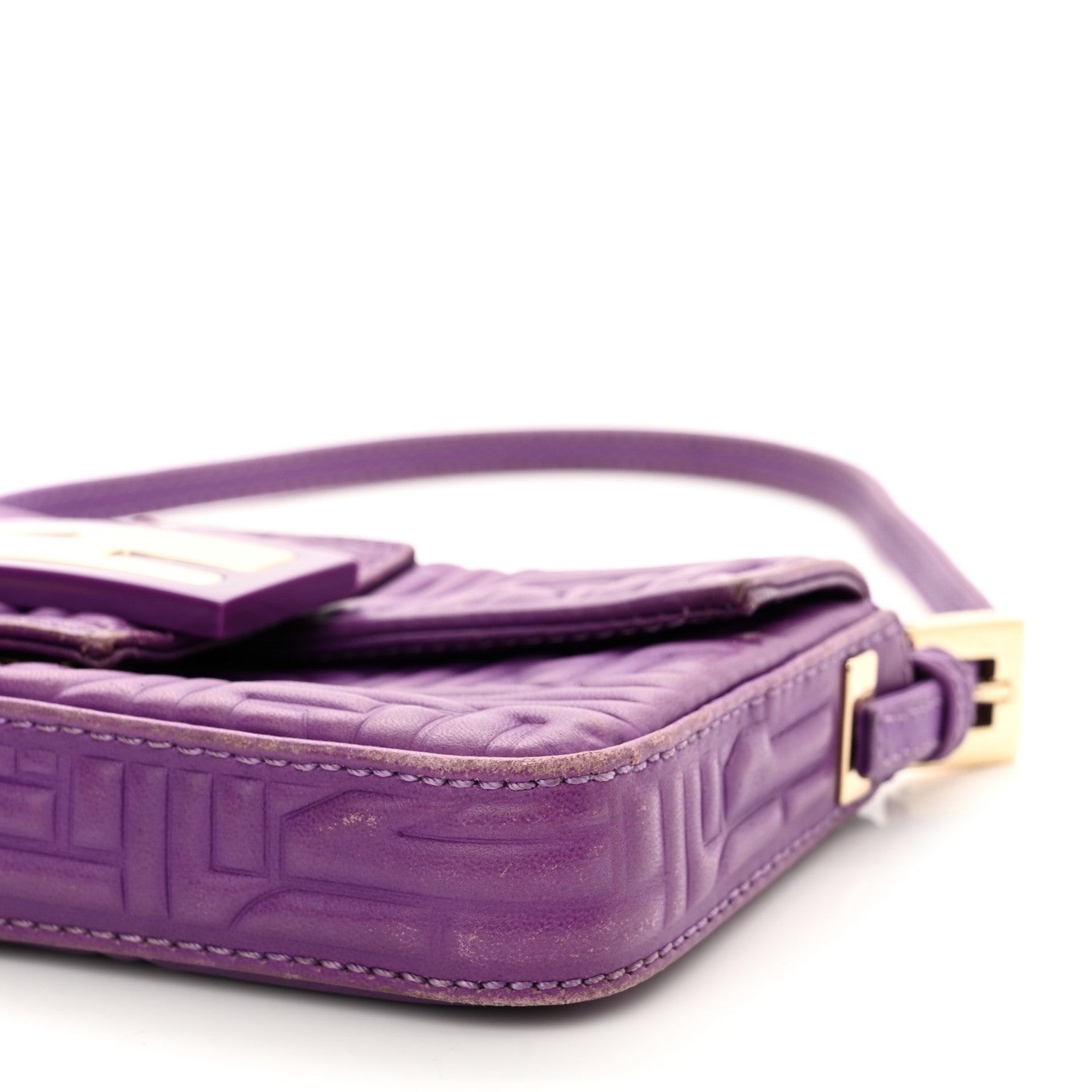 Fendi Nappa Logo Embossed Mini Baguette Purple 12 of 15
