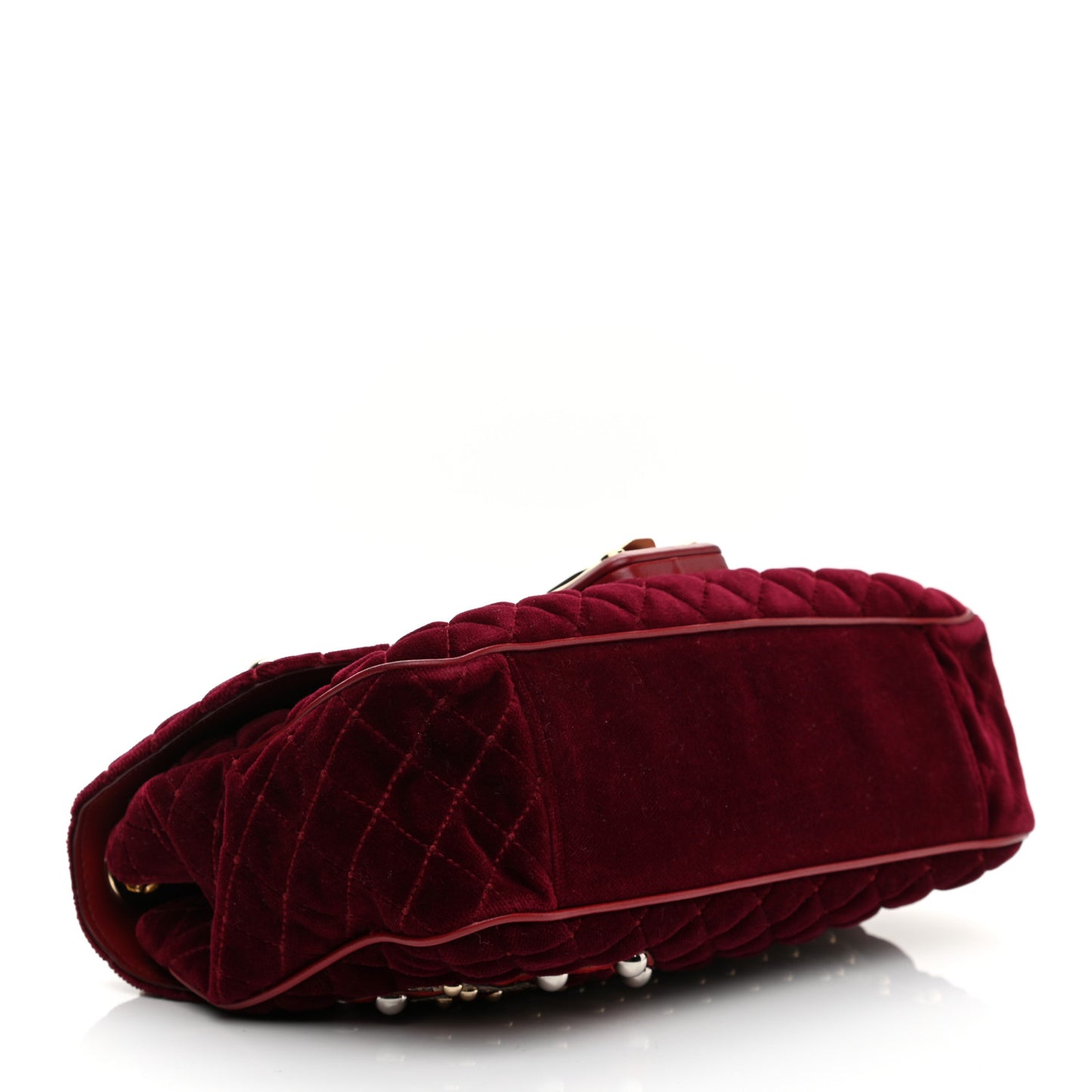 Velvet Watersnake Embellished Lucia Shoulder Bag Dark Purple