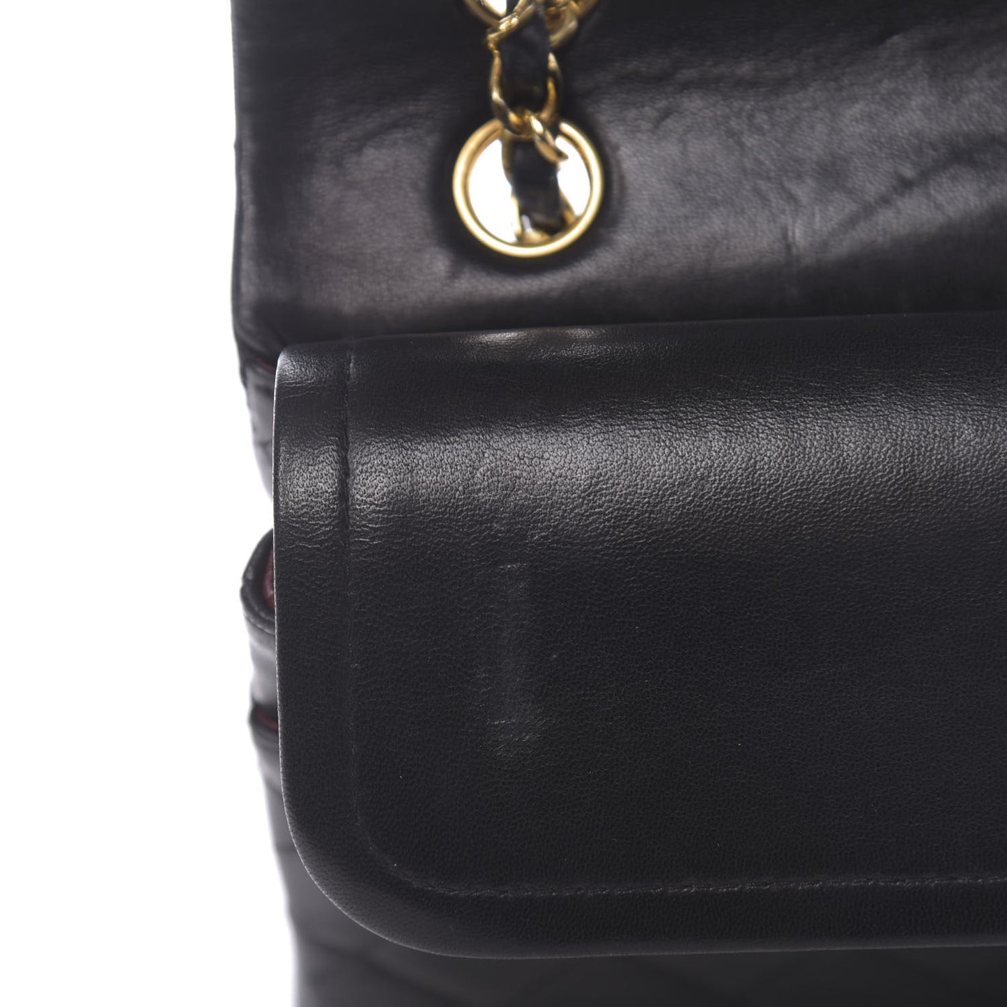 Lambskin Quilted Medium Double Flap Black