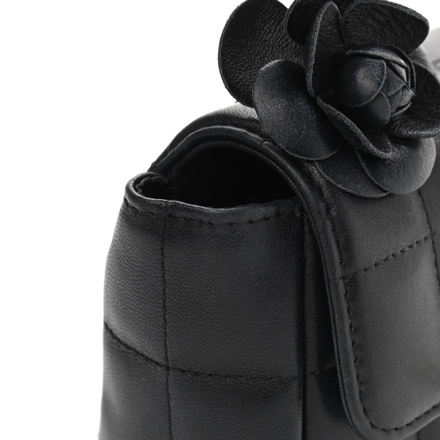 Chanel Lambskin Quilted Mini Chocolate Bar Camellia Flap Black 14 of 15
