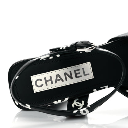 Chanel Lambskin Printed CC Sandals 39.5 Black White 8 of 10