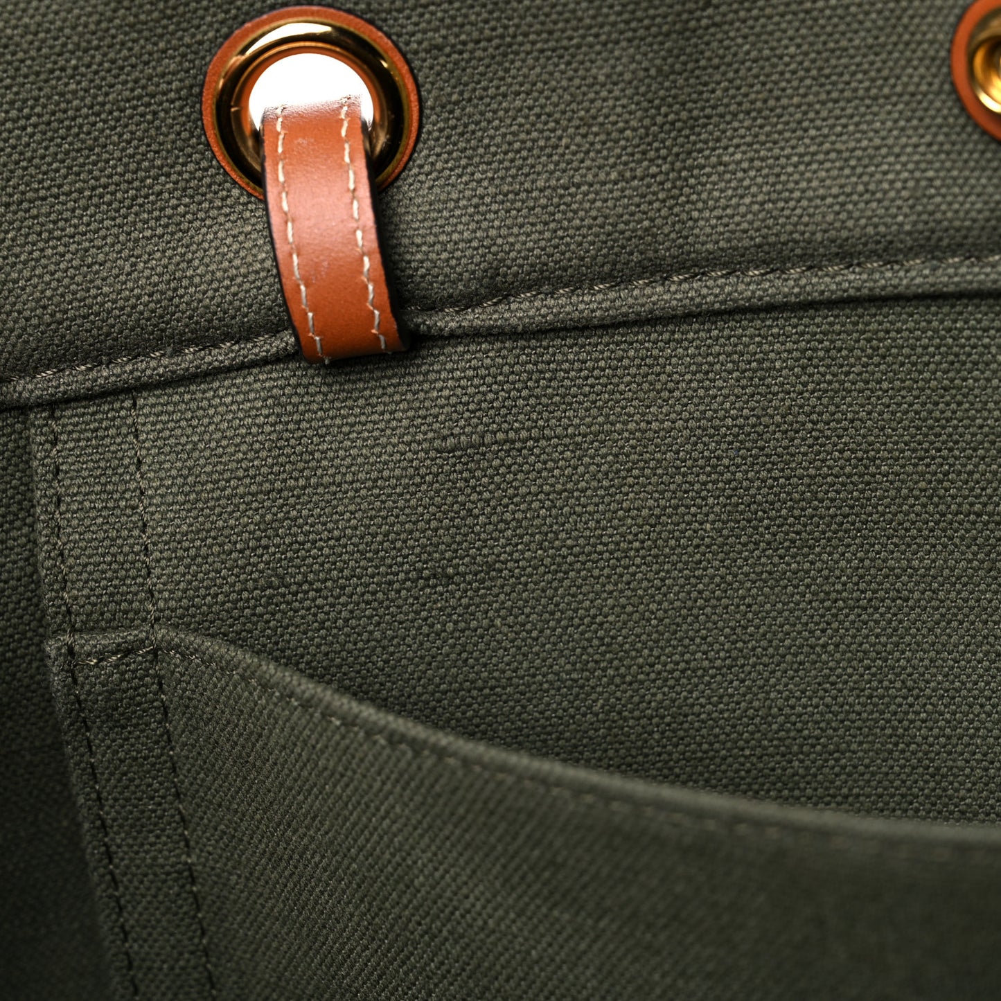 Canvas Calfskin Vertical Cabas Green